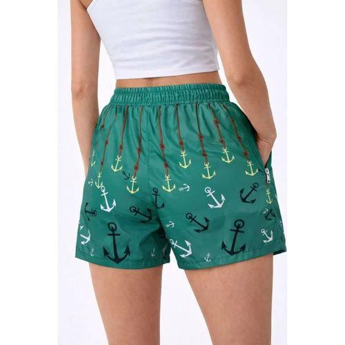 Deniz Şortu Fermuarlı Cepli File Astarlı Hızlı Kuruyan Premium - Su Yeşili