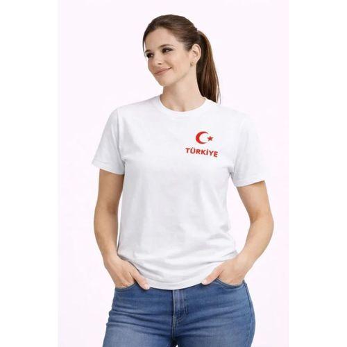 TÜRKİYE Ay Yıldız Baskılı Taraftar Forma T-Shirt - Beyaz