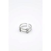 6'lı İkili Taşlı Yüzük - Gümüş