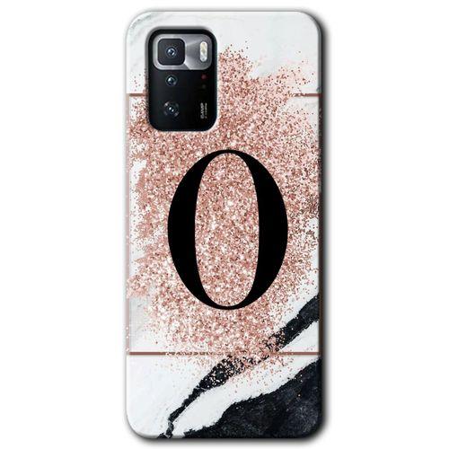 Poco x3 GT Kılıf HD Desen Baskılı Arka Kapak - Pembe Mermer Desenli O Harfi + Kırılmaz Cam