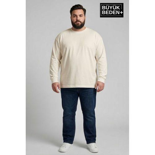 Erkek Büyük Beden Uzun Kollu 2 İplik Bisiklet Yaka Tişört SPR26BEA942