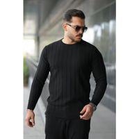 Erkek Bisiklet Yaka çizgi Kabartmalı Uzun Kollu Triko