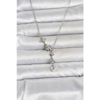 316L Çelik Gümüş Renk Zirkon Taşlı Y Kadın Kolye