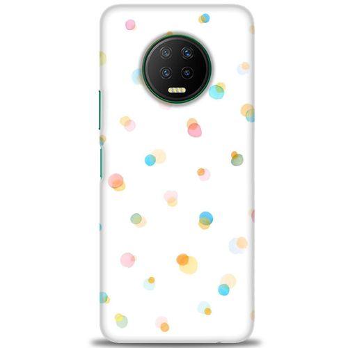 Infinix Note 7 Kılıf HD Baskılı Kılıf - Rengarenk Puantiye + Tam Ekran Koruyucu