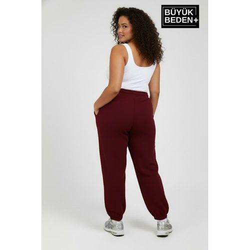 Kadın Büyük Beden Paça Lastikli İki İplik Rahat Kalıp ince Eşofman Altı SPR26BEAK951