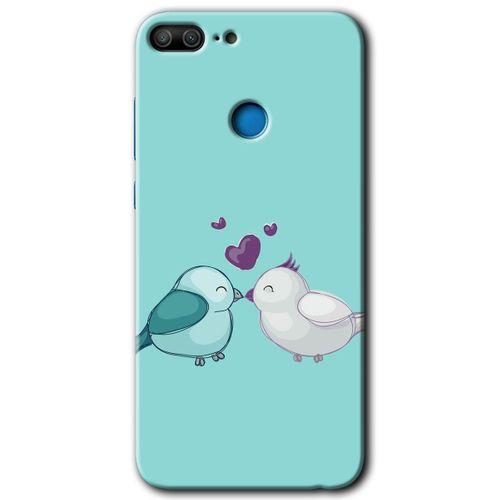 Honor 9 Lite Kılıf HD Desen Baskılı Arka Kapak + Temperli Cam - Mutlu Kuşlar