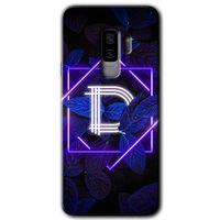 Samsung Galaxy S9 Plus Kılıf HD Desen Baskılı Arka Kapak - Dark Neon Yaprak D Harfi