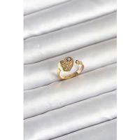 316L Çelik Gold Renk Nazar Detaylı Kalp Model Kadın Yüzük