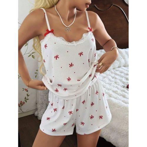 Kadın Askılı Şortlu Pijama Takımı Ekru Özel Tasarım