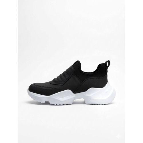 BA0402 Bağcıksız Rahat Yüksek Taban Siyah Erkek Spor Yarım Bilek Bot