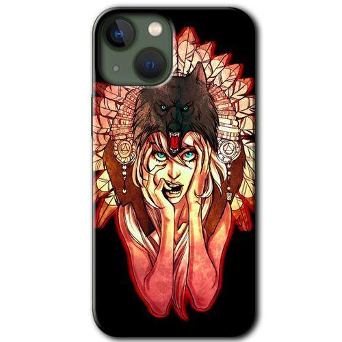 iPhone 13 Mini Kılıf Baskılı Kapak - Kurt Kız +Tam Ekran Koruyucu