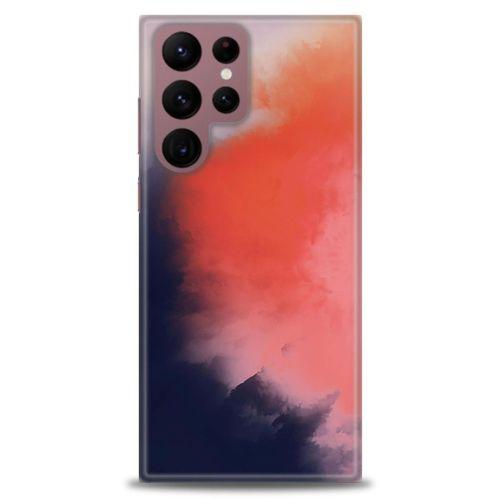 Samsung Galaxy S22 Ultra Kılıf HD Baskılı Kılıf - Sisli Turuncu + Tam Ekran Koruyucu