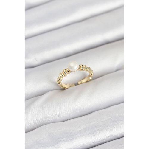 Pirinç Gold Renk Göbek İnci Model Kadın Yüzük