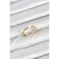 Pirinç Gold Renk Göbek İnci Model Kadın Yüzük