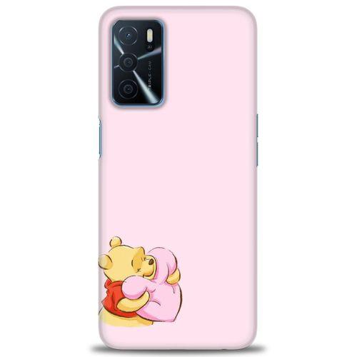 Oppo A16 Kılıf HD Baskılı Kılıf - Winnie the Pooh Kalpli + Tam Ekran Koruyucu