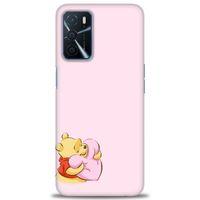 Oppo A16 Kılıf HD Baskılı Kılıf - Winnie the Pooh Kalpli + Tam Ekran Koruyucu