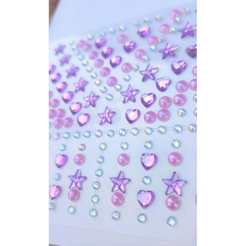 Mor İnci, Yıldız, Kalpli Model 159 Adet Işıltılı Yüz Ve Vücut Taşı Sticker