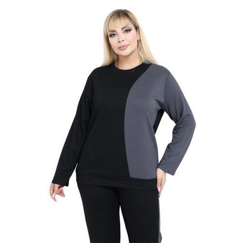 Melsay Butik Siyah Füme Renk Bloklu Modal Kadın Eşofman Takımı