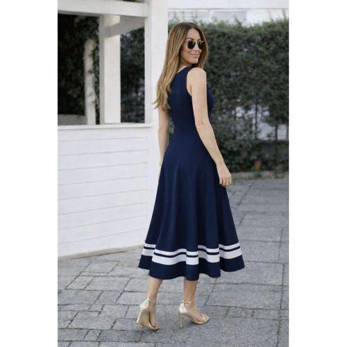 Kadın Askılı Yuvarlak Yakalı Etek Ucu şerit Detaylı Uzun Viskon Elbise