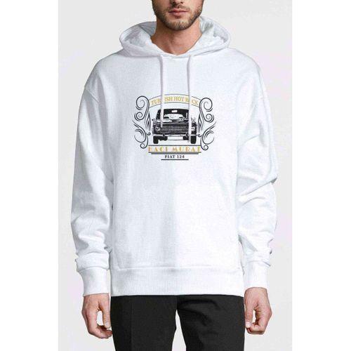 Turkish Hotrock Murat 124 Baskılı Beyaz Erkek Kapşonlu Sweatshirt