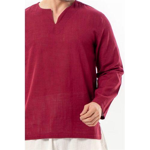 Büyük Beden Uzun Kol Şile Bezi Bisiklet Yaka Yazlık Tshirt Koyu Bordo 3068
