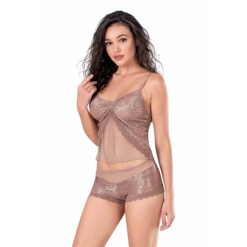 Vizon Jakarlı Babydoll Şort Takımı