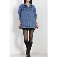 pilelistore Denim Kot Ceket Mavi