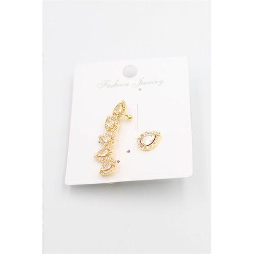 Taşlı Kıkırdak Küpe - Altın