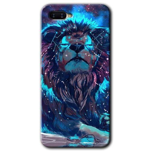 Oppo Rx 17 Neo Kılıf HD Desen Baskılı Arka Kapak + Temperli Cam - Neon Aslan