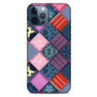 Apple iPhone 12 Pro Max Kılıf Patchwork (39) Liquid Crystal Kılıf Şeker Pembe Bordo