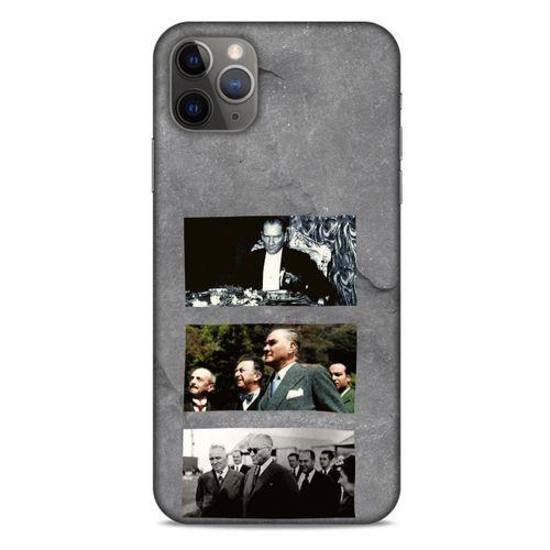 Apple Iphone 11 Pro Max Kılıf Atatürk (12) Koruyucu Silikon Gri