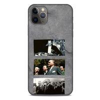 Apple Iphone 11 Pro Max Kılıf Atatürk (12) Koruyucu Silikon Gri