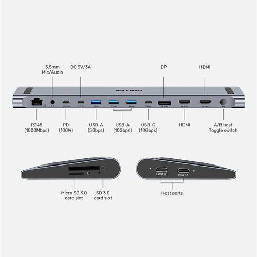 UNITEK UHUB15+ USB-C 4K BAGLANTI ISTASYONU (D1106AGY01)