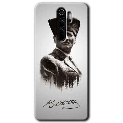 MRCİLETİSİM Xiaomi Redmi Note 8 Pro Kılıf Kapak - Mustafa Kemal Atatürk +Hayalet Ekran Yandan Gözükmez