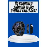 Amoled Ekran Akıllı Saat Üç Kordonlu İos Android Uyumlu