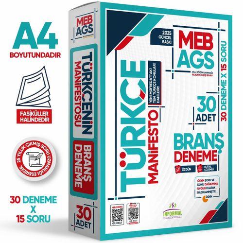 2025 MEB AGS TÜRKÇE Manifesto Branş Deneme PAKETİ (30x15) 30lu Fasikül SETİ Özgün Dijital Çözümlü