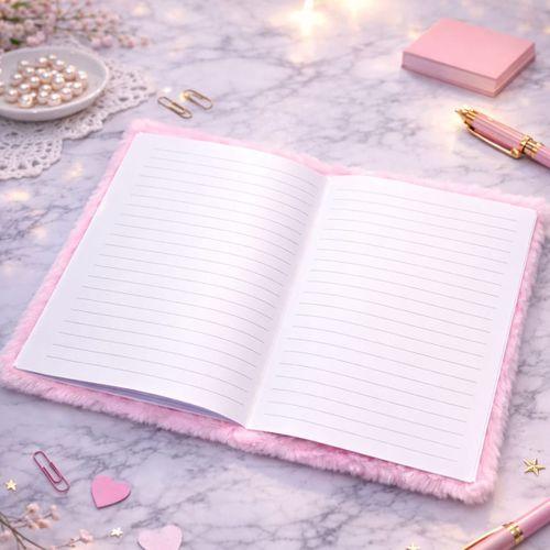 Kalpli Pembe Peluş Defter