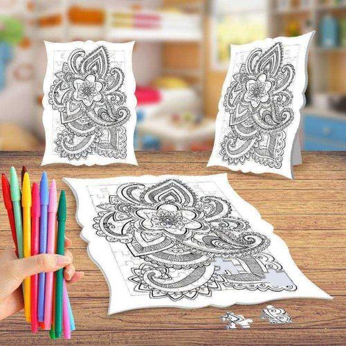 Çiçek Desenli Mandala Boyama Puzzle Tablo Çocuk Eğitici Yapboz