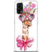 Realme 7 Pro Kılıf HD Baskılı Kılıf - Gözlüklü Zürafa + Tam Ekran Koruyucu