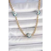 316L Çelik Gold Renk Zirkon Taşlı Nazar Boncuk Model Kadın Kolye