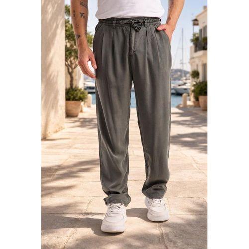 Magnus Tensel Kumaş Relaxed Fit Beli Lastikli Yazlık Erkek Pantolon - Çam Yeşili