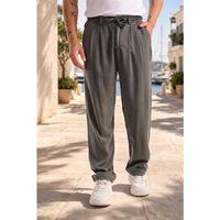 Magnus Tensel Kumaş Relaxed Fit Beli Lastikli Yazlık Erkek Pantolon - Çam Yeşili