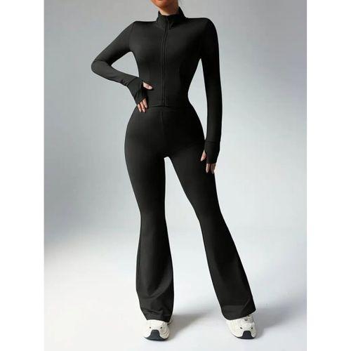 Kadın Uzun Kollu önden Fermuarlı Kısa Dalgıç Bluz Ve Pantolon Ikili Takım