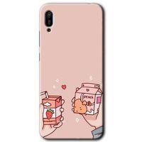 Huawei Y6 2019 Kılıf Baskılı Kapak - Meyveli Süt + 5D Tam Kaplayan Cam