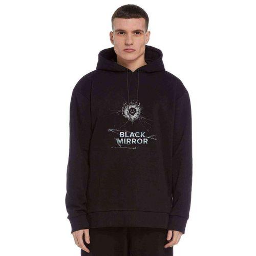 Black Mirror Cover Metal Rock Müzik Baskılı Siyah Erkek Kapşonlu Sweatshirt