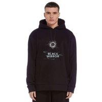 Black Mirror Cover Metal Rock Müzik Baskılı Siyah Erkek Kapşonlu Sweatshirt