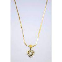 Baget Taşlı  Kalp Kolye - Altın