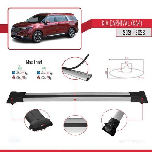 Kia Carnival (KA4) 2021-2023 Arası ile Uyumlu FLY Model Ara Atkı Tavan Barı GRİ 3 ADET BAR