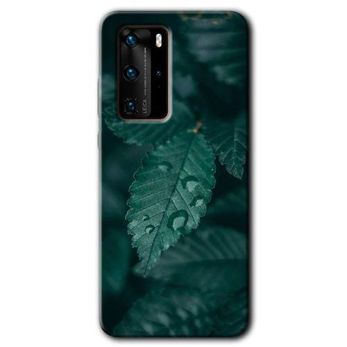 Potkal Hediye Fabrikası Huawei P40 Pro Kılıf HD Desen Baskılı Arka Kapak - Yağmurlu Yaprak