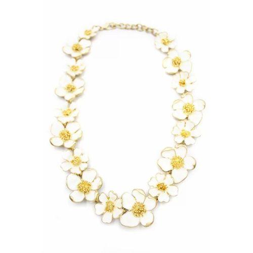 Mineli Çiçek Kolye - Krem